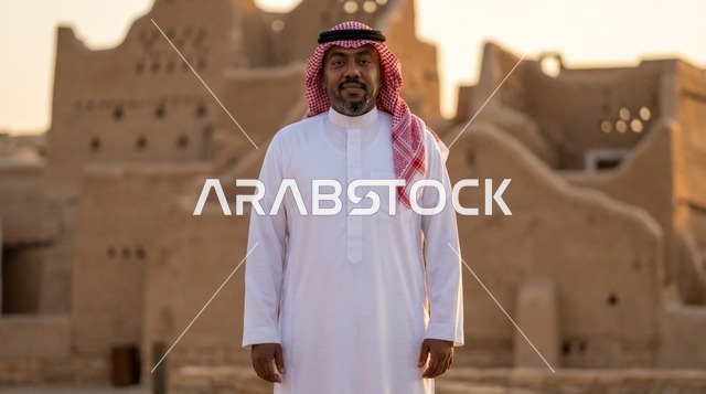 رجل سعودي في حي الطريف التاريخي بالدرعية