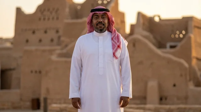 A Saudi man in the historic Al-Turaif neighborhood in Diriyah.