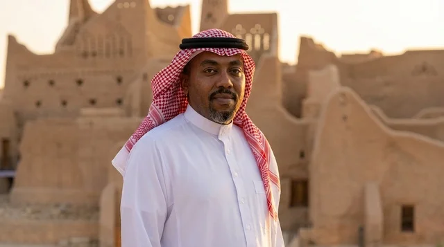 Saudi Man in Traditional Dress at Diriyah Heritage Site