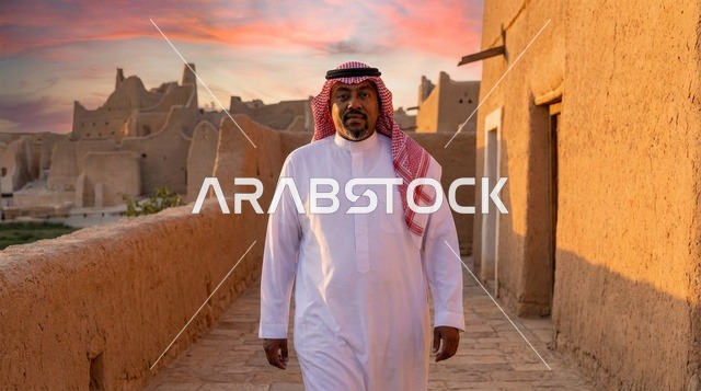 رجل سعودي في حي الطريف التاريخي بالدرعية