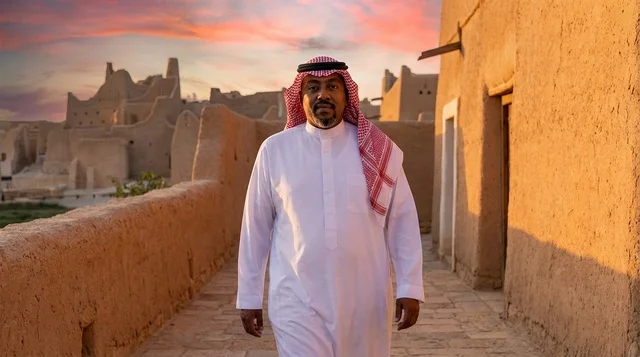 رجل سعودي في حي الطريف التاريخي بالدرعية