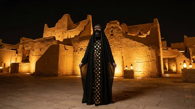 Saudi Woman in Traditional Dress at Al-Turaif Diriyah
