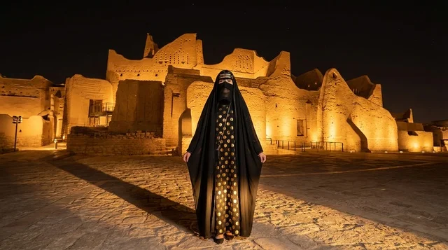 Saudi Woman in Traditional Dress at Diriyah Night