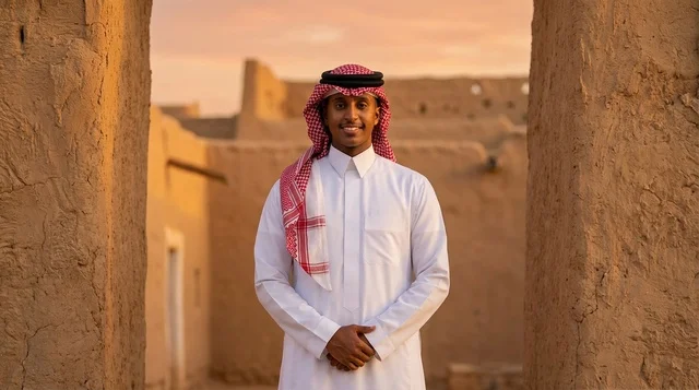 Saudi Man in Traditional Thobe at Heritage Village
