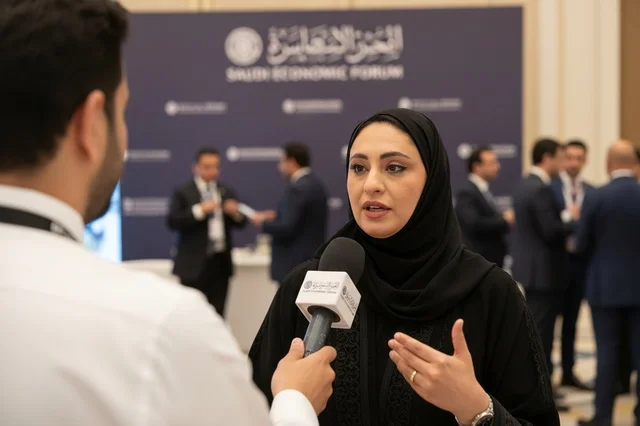 Saudi Business Woman Press Interview at Economic Forum