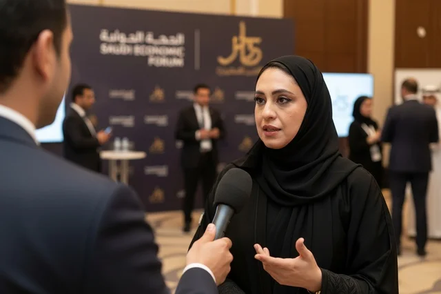 مقابلة مع سيدة أعمال سعودية في منتدى اقتصادي