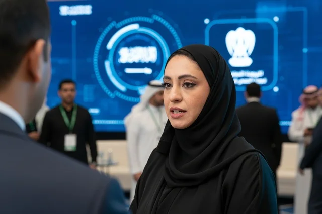 Emirati Businesswoman in Abaya at Tech Conference
