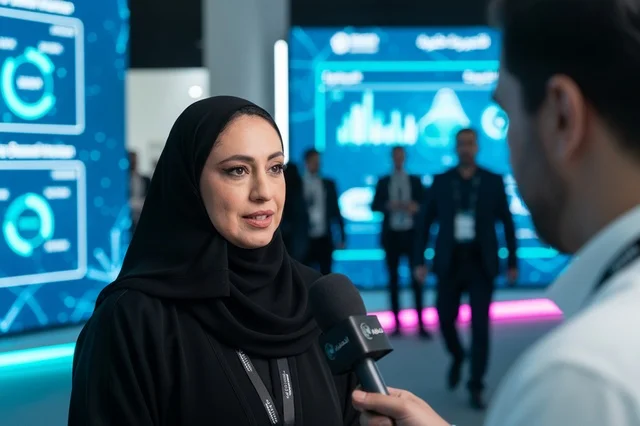 Emirati Businesswoman Media Interview at Tech Conference