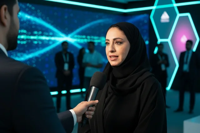 Emirati Woman in Abaya at Digital Media Interview Emirati Woman in Abaya at Digital Media Interview