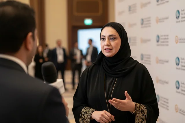 Emirati Woman Interviewed at Corporate Conference