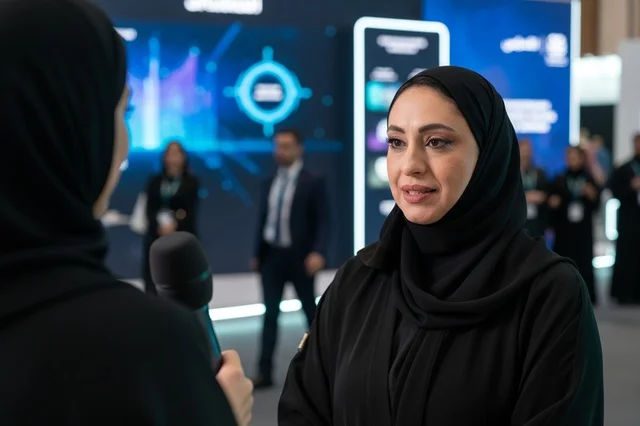 Emirati Businesswoman Interview at Technology Expo Emirati Businesswoman Interview at Technology Expo