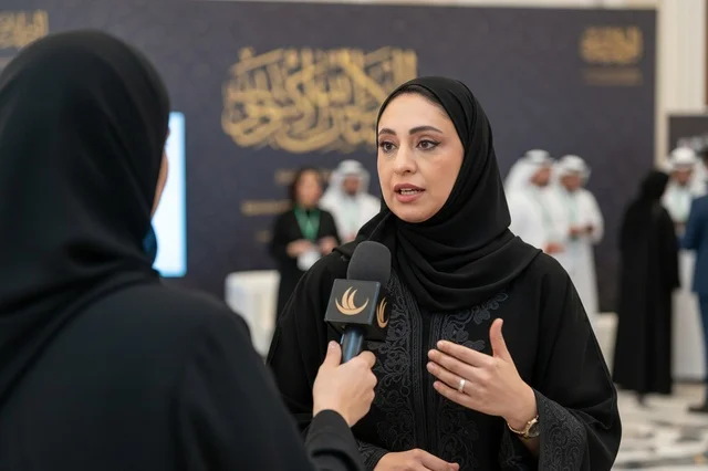 Emirati Woman in Abaya During Media Interview