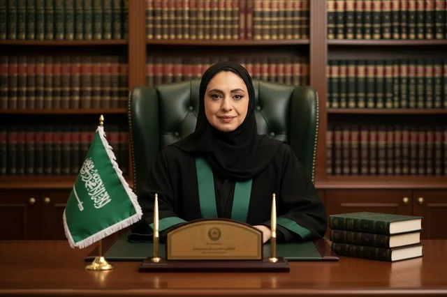قاضية سعودية برداء القضاء في مكتب المحكمة