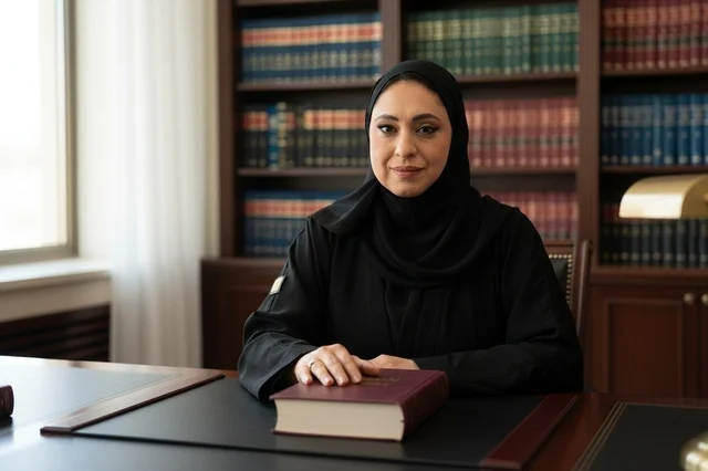 محامية إماراتية في مكتبة قانونية مهنية