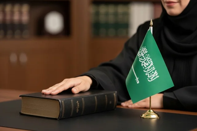 امرأة سعودية تؤدي القسم على المصحف الشريف