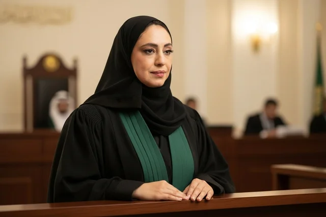قاضية سعودية في قاعة المحكمة ترتدي روب القضاء