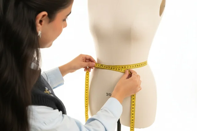 Arab Female Fashion Designer Measuring Mannequin
