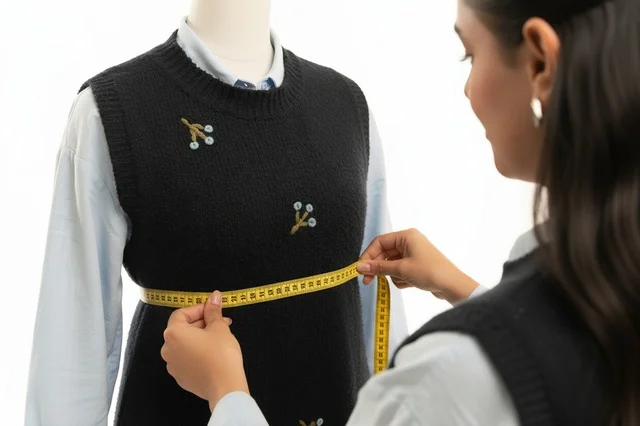 Saudi Female Tailor Measuring Garment on Mannequin