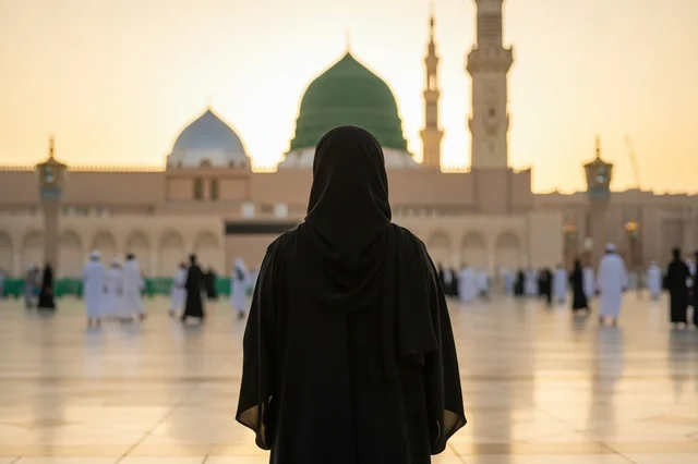 Saudi Woman at Al-Masjid an-Nabawi Medina Sunset Saudi Woman at Al-Masjid an-Nabawi Medina Sunset