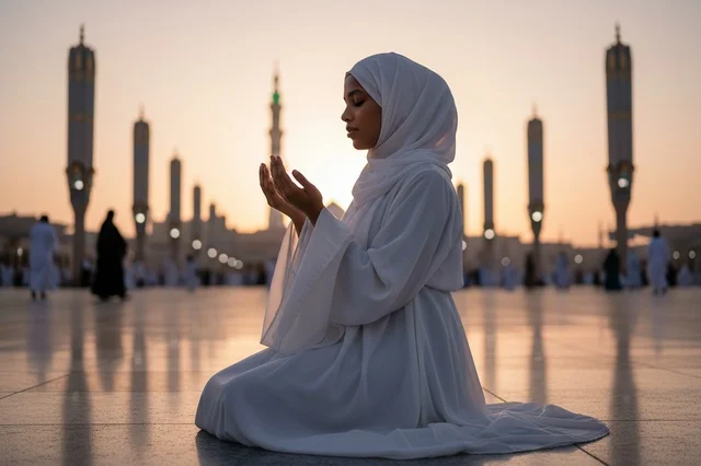 Saudi Woman Praying at Al-Masjid an-Nabawi Medina