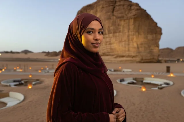 Saudi Woman in Hijab at AlUla Desert Campsite
