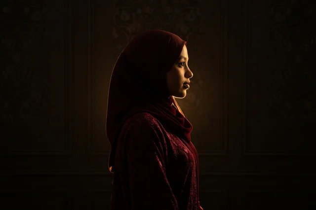 Arab Woman in Hijab Side Profile Silhouette