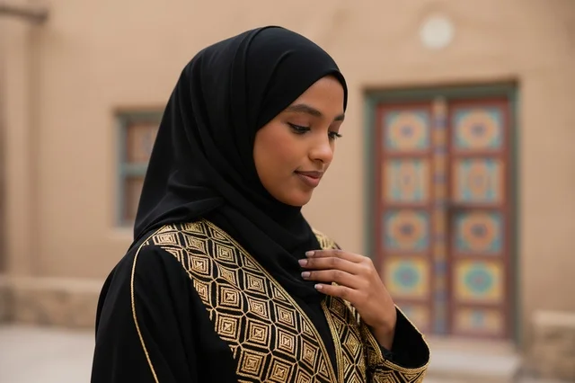 Emirati Woman in Traditional Abaya at Heritage Village