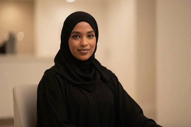 بورتريه امرأة سعودية بالعباءة السوداء والحجاب