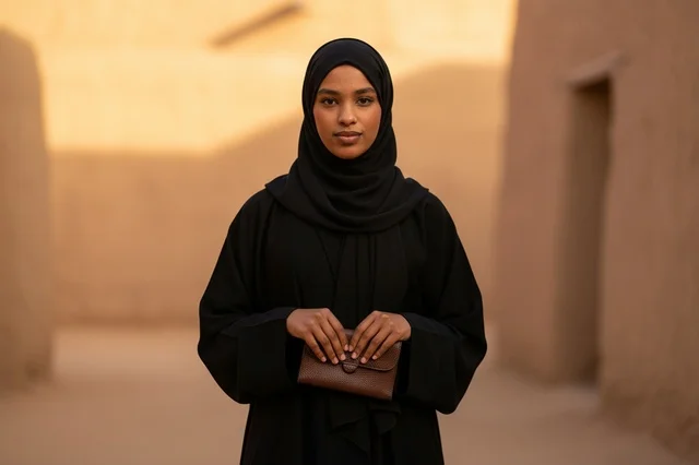 Saudi Woman in Black Abaya at Heritage Village