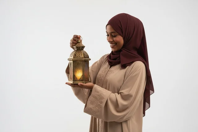 Sudanese Woman Holding Ramadan Lantern in Abaya Sudanese Woman Holding Ramadan Lantern in Abaya
