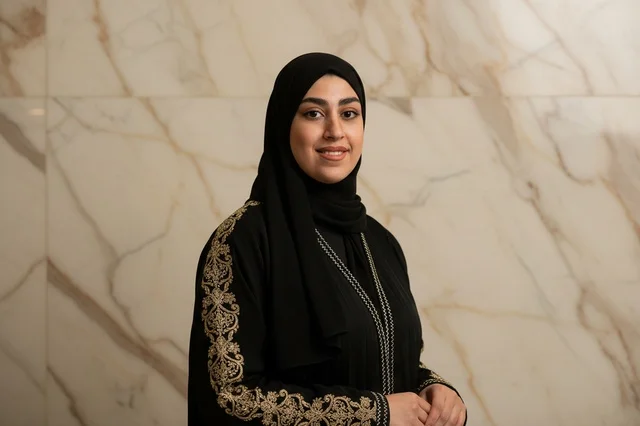 Saudi Woman in Traditional Embroidered Abaya