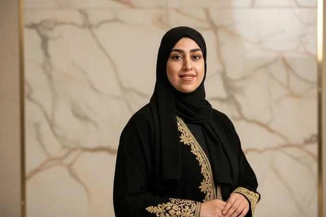 Saudi Woman in Embroidered Abaya and Hijab Portrait