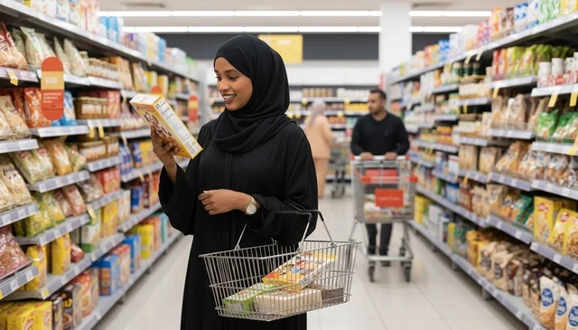 Saudi Woman in Abaya Shopping at Supermarket