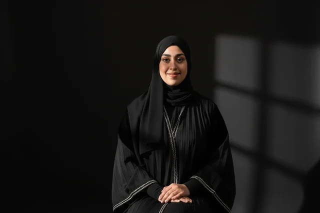 Saudi Woman in Traditional Black Abaya and Hijab Portrait