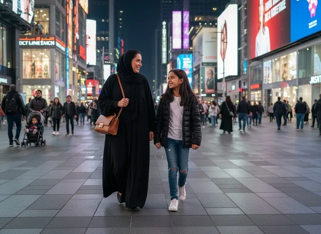 أم وابنتها من الإمارات في جولة مسائية بالمدينة أم وابنتها من الإمارات في جولة مسائية بالمدينة