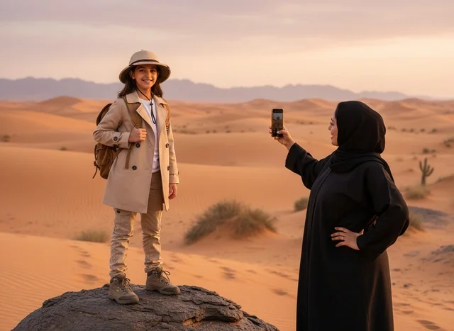 أم إماراتية وابنتها في مغامرة سفاري صحراوية