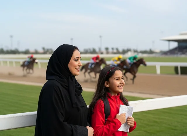 أم إماراتية وابنتها في مضمار سباق الخيل
