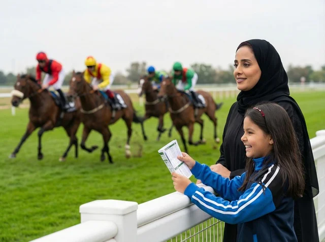 Emirati Mother and Daughter Watching Horse Race