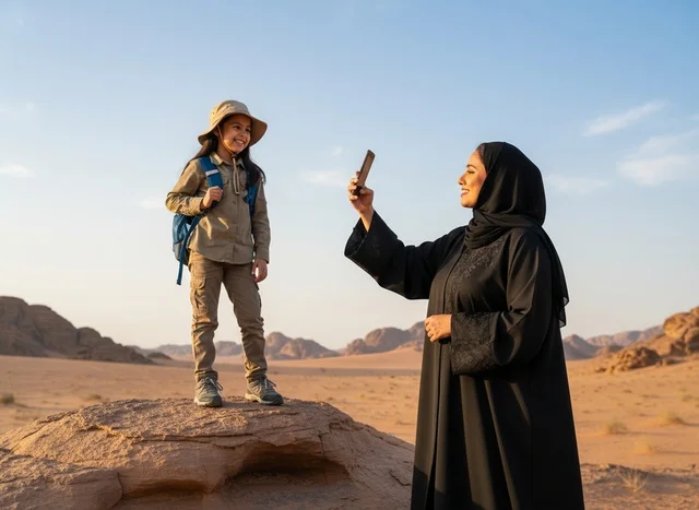 Saudi Mother and Daughter in Desert Safari Adventure