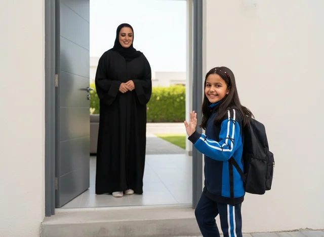 Emirati Mother and Daughter School Morning Farewell
