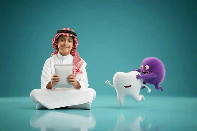 Saudi Boy with Dental Health Character Education Concept