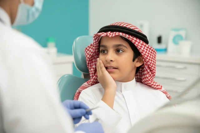 Saudi Boy with Toothache at Dental Clinic