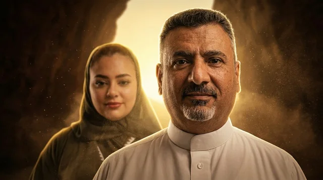رجل وامرأة سعوديين باللباس التقليدي العربي
