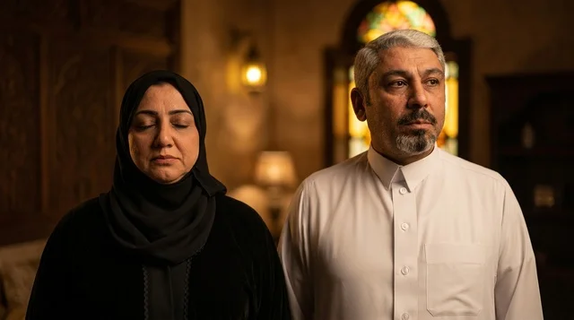 Saudi Couple in Traditional Clothing with Warm Lighting