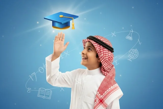 Saudi Boy in Traditional Dress with Graduation Cap Saudi Boy in Traditional Dress with Graduation Cap