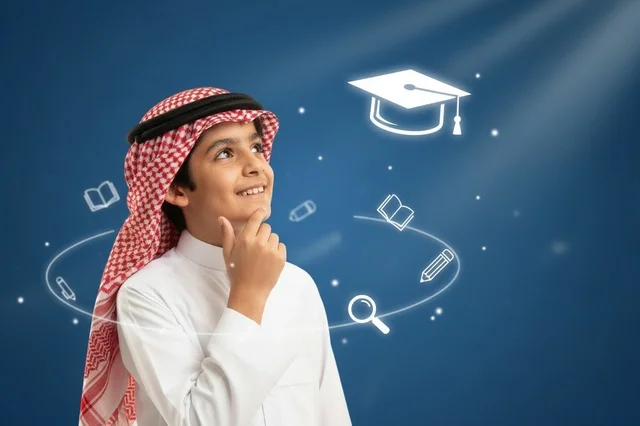 Saudi Boy Thinking About Education and Graduation