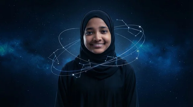 امرأة سودانية في مفهوم علم الفلك والفضاء