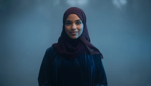 Somali Woman in Hijab Portrait on Misty Background Somali Woman in Hijab Portrait on Misty Background