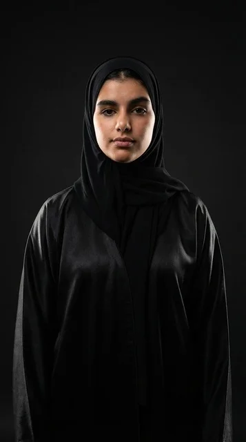امرأة سعودية بالعباءة السوداء والحجاب التقليدي