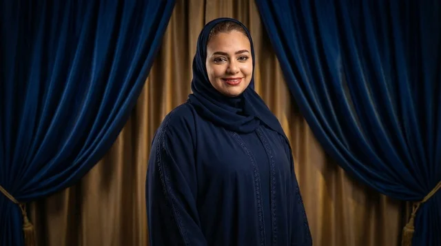 Emirati Woman in Traditional Navy Abaya Portrait